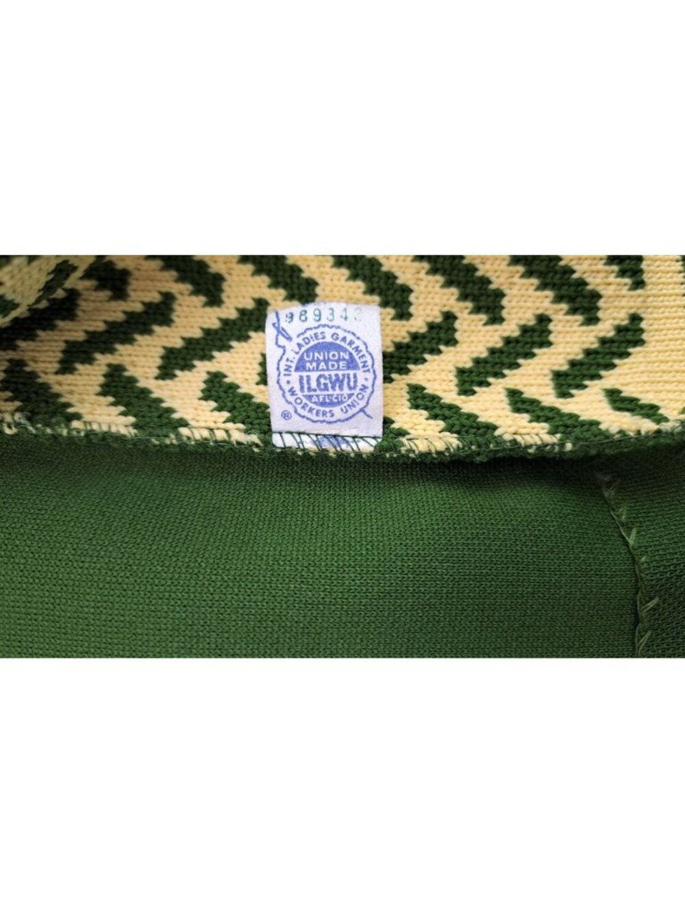 Vintage Green Yellow Polyester Knit Cardigan Sweater Chevron Women Size XL Union - Picture 4 of 10